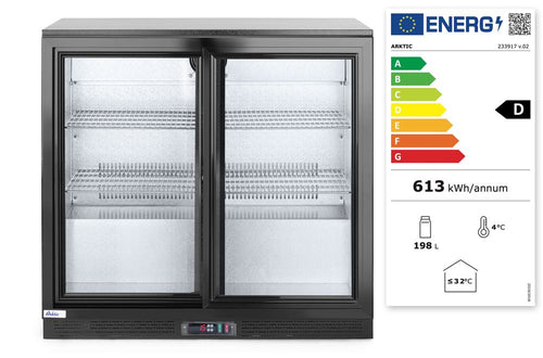 Arktic Backbar koelkast 2 schuifdeuren 158 l zwart